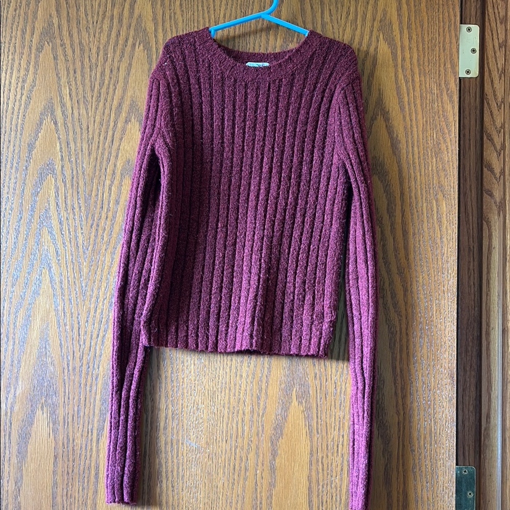 Ardene Red Crew Neck Ribbed Sweater